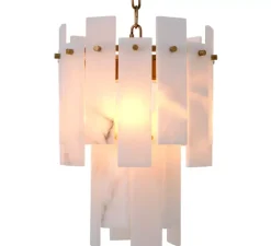 Suspension*Eichholtz Lustre, Acevedo, , Ø33cm, H43cm - Albâtre, laiton antique