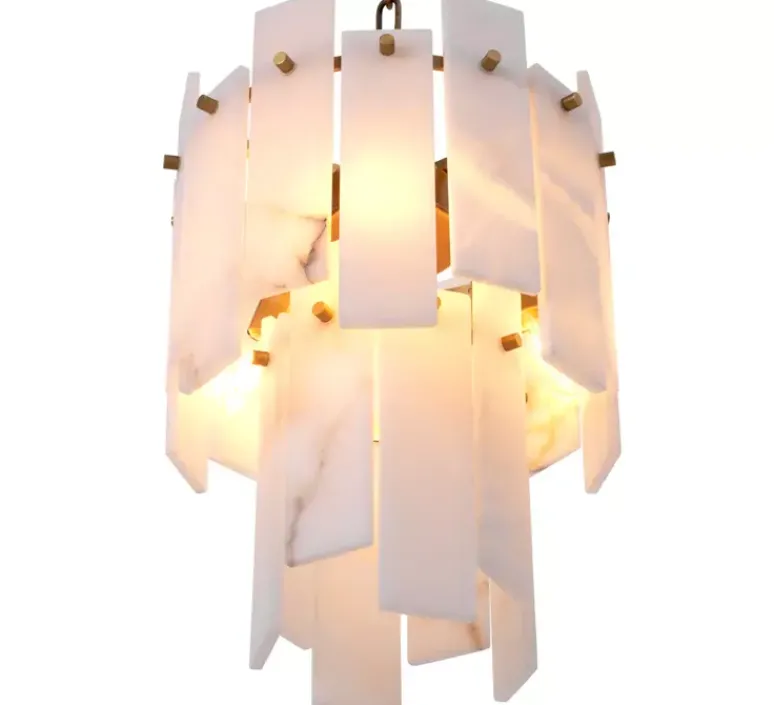 Suspension*Eichholtz Lustre, Acevedo, , Ø33cm, H43cm - Albâtre, laiton antique