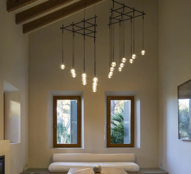 Suspension*Vibia Lustre, Algorithm 0825, , LED, dim, Dali push 1-10V, 2700K, 3123 lm, L75cm, H120cm - graphite