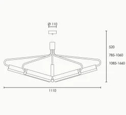 Suspension*Rubn Lustre, Angel 5 500 Wide, , L111cm, H78,5-106cm - laiton