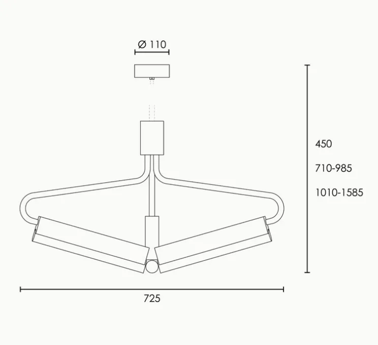Lustre, Angel 3 300 Wide, laiton, L72,5cm, H71-98,5cm - Rubn