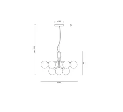 Suspension*Nuura Lustre, Apiales 9, , Ø59,5cm, H39cm - laiton brossé, verre opalin