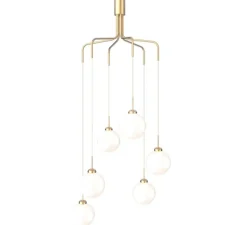 Lustre, Apiales Cluster 6, laiton brossé, opal, Ø83cm, H32cm - Nuura