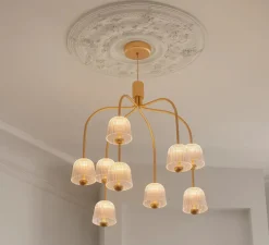 Lustre, Asteea 9, laiton satiné, LED, dim, 2700K, 5805 lm, Ø66cm, H72,5cm-Nuura