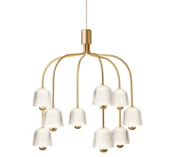 Lustre, Asteea 9, laiton satiné, LED, dim, 2700K, 5805 lm, Ø66cm, H72,5cm-Nuura