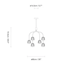 Lustre, Asteea 9, laiton satiné, LED, dim, 2700K, 5805 lm, Ø66cm, H72,5cm-Nuura