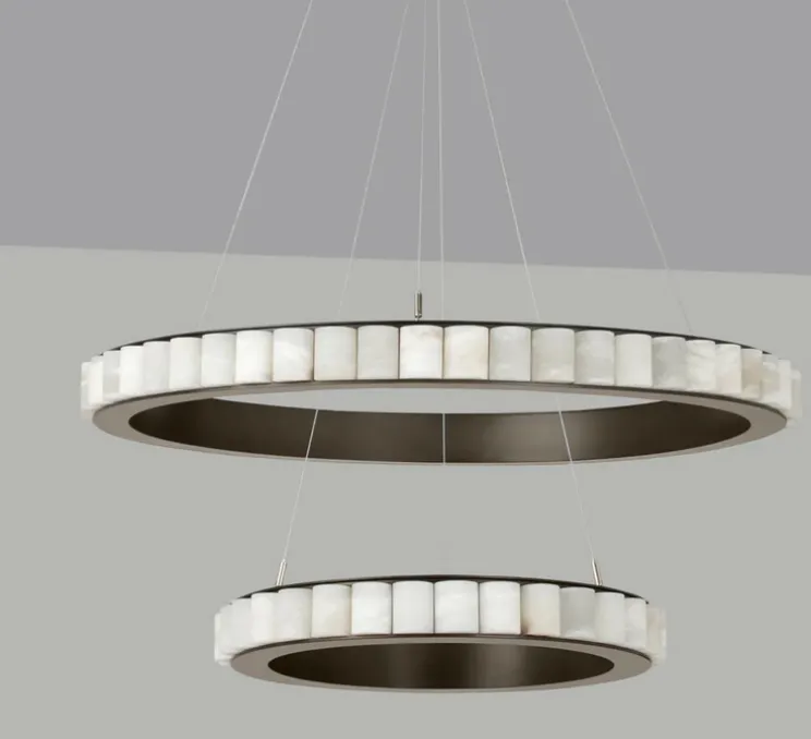 Lustre, Avalon HALO, laiton, albâtre, LED, dim, 2700K, 1000 lm, Ø110cm, H35cm - CTO lighting