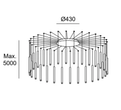 Suspension*LEDS C4 Lustre, Candle 30, , LED, dim, 2700K, 4608 lm, Ø43cm, H500cm - noir et or