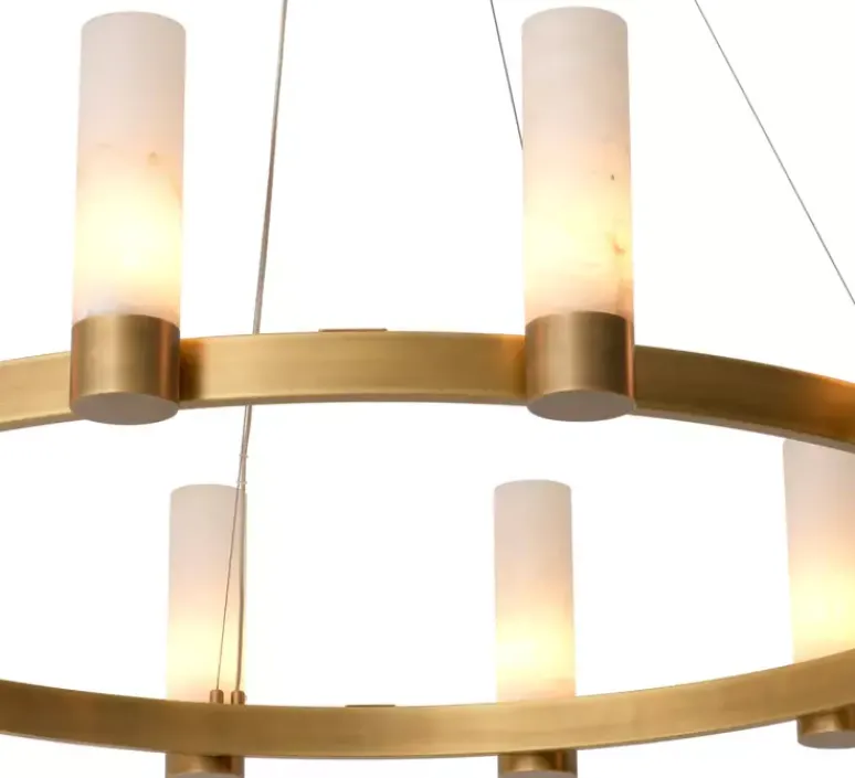 Suspension*Eichholtz Lustre, Catsro, , Ø136cm, H30cm - Albâtre, laiton antique