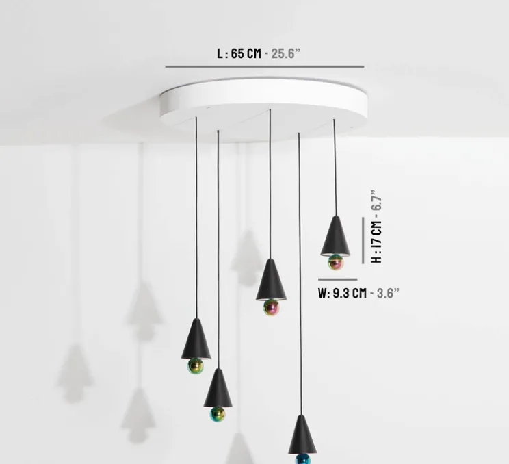 Lustre, Cherry, chandelière, noir, LED, dim, 3000K, 5*1040 lm, Ø65cm, H5cm - Petite Friture