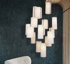 Suspension*Market Set Lustre, Cosiness 16L, , Ø80cm, H204cm - bouclette blanc