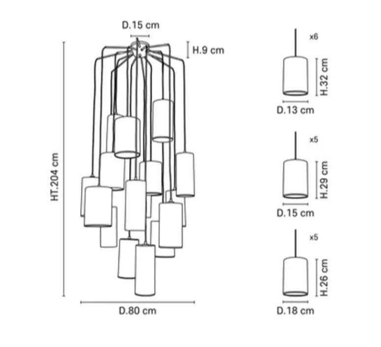 Suspension*Market Set Lustre, Cosiness 16L, , Ø80cm, H204cm - bouclette blanc