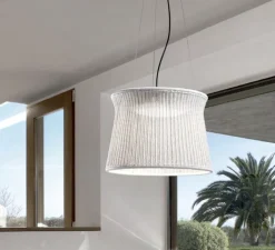 Suspension*Bover Lustre d'extérieur, Syra Outdoor , , IP66, LED, 4700k, 2700lm, Ø60cm, H45,3cm - ivoire