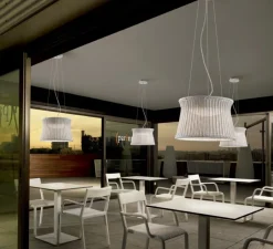 Suspension*Bover Lustre d'extérieur, Syra Outdoor , , IP66, LED, 4700k, 2700lm, Ø60cm, H45,3cm - ivoire