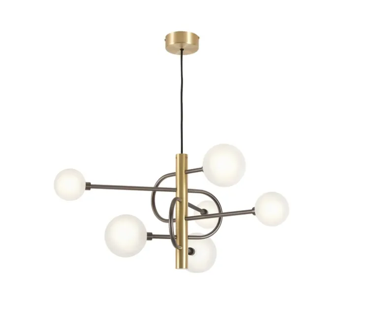 Lustre, Diapason 79 6L, laiton satiné, graphite satiné, Ø79cm, H40cm - Manufacture