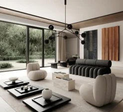 Suspension*101 Copenhagen Lustre, Drop Globe Big, , L150cm, H85cm - noir brûlé