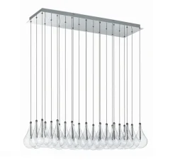 Lustre, Drop Led, verre transparent, chrome, L91cm, H170cm - Alma light