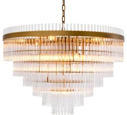 Suspension*Eichholtz Lustre, East Single, , Ø81cm, H56cm - laiton antique, verre transparent