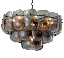 Suspension*Eichholtz Lustre, Gustave, , Ø75cm, H41,5cm - verre fumé, bronze