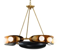 Suspension*Hudson Valley Lighting Lustre, Hopper, , Ø81,2cm, H63,5cm - bronze brossé, laiton vintage