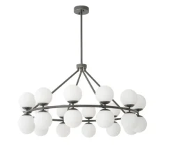 Suspension*Eichholtz Lustre, Hutchinson, bronze, verre opal, Ø115cm, H65cm - noir
