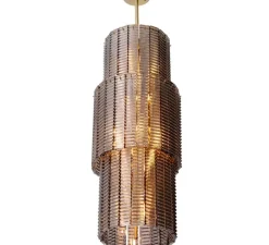 Suspension*Eichholtz Lustre, Imperial, , Ø44cm, H106cm - laiton brossé, verre fumé