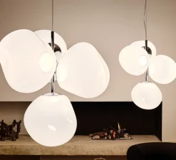 Suspension*Tom Dixon Lustre, Melt Small, , LED, dim, 3000K, 2300 lm, Ø98cm, H103cm - opal, argent