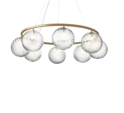 Lustre, Miira 8 Circular, Laiton, transparent, Ø100cm, H20cm - Nuura