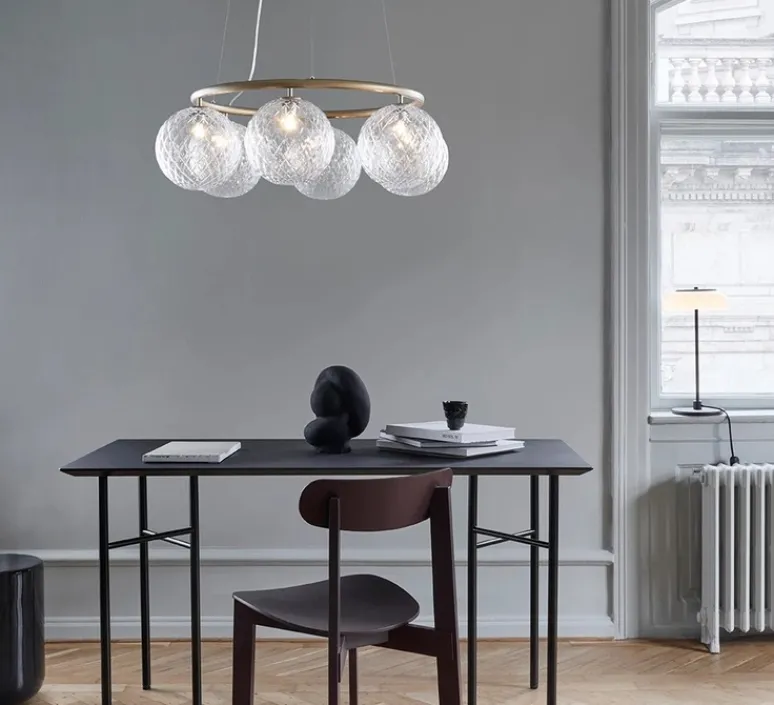 Suspension*Nuura Lustre, Miira 6 Circular, , Ø80cm, H20cm - Laiton, transparent