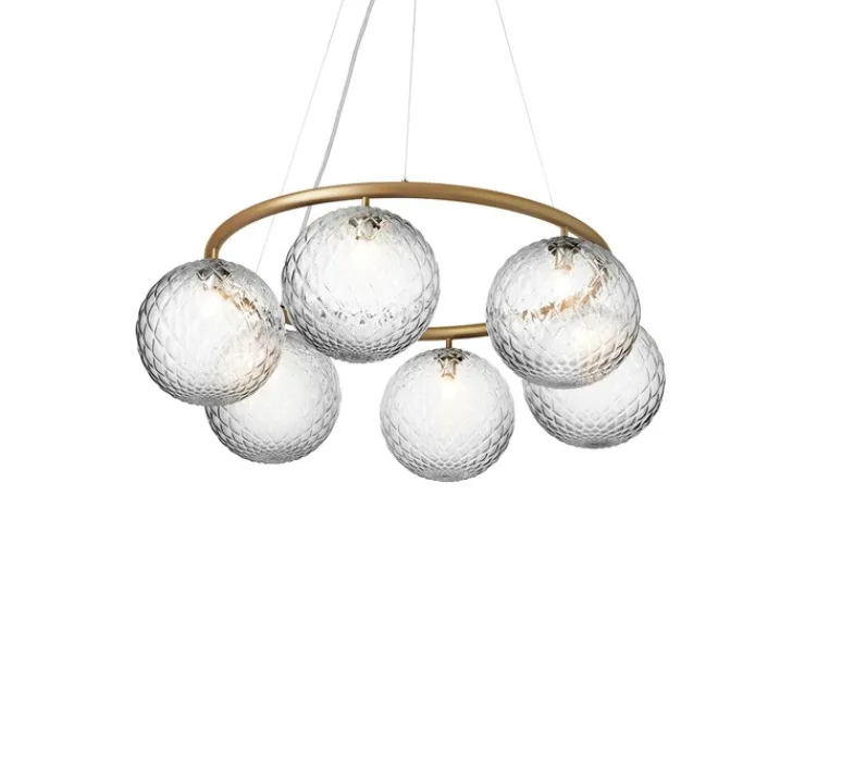 Suspension*Nuura Lustre, Miira 6 Circular, , Ø80cm, H20cm - Laiton, transparent