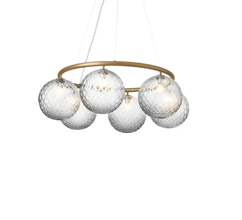 Suspension*Nuura Lustre, Miira 6 Circular, , Ø80cm, H20cm - Laiton, transparent