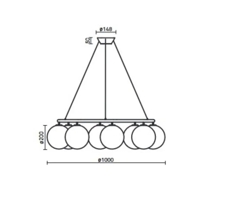 Suspension*Nuura Lustre, Miira 8 Circular, , Ø100cm, H20cm - laiton, verre opalin