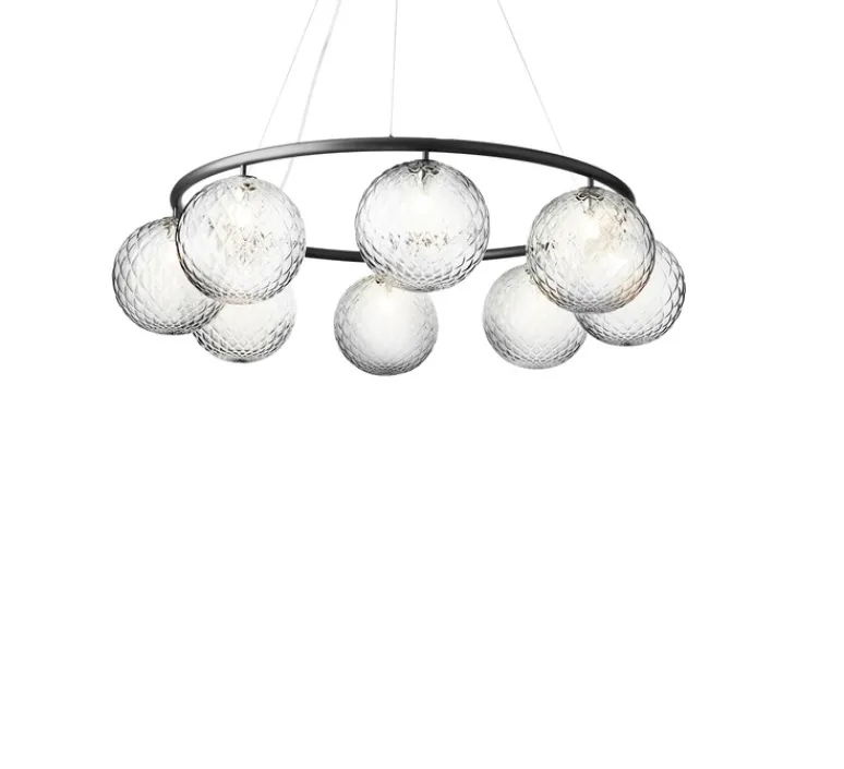 Suspension*Nuura Lustre, Miira 8 Circular, , Ø100cm, H20cm - noir, transparent