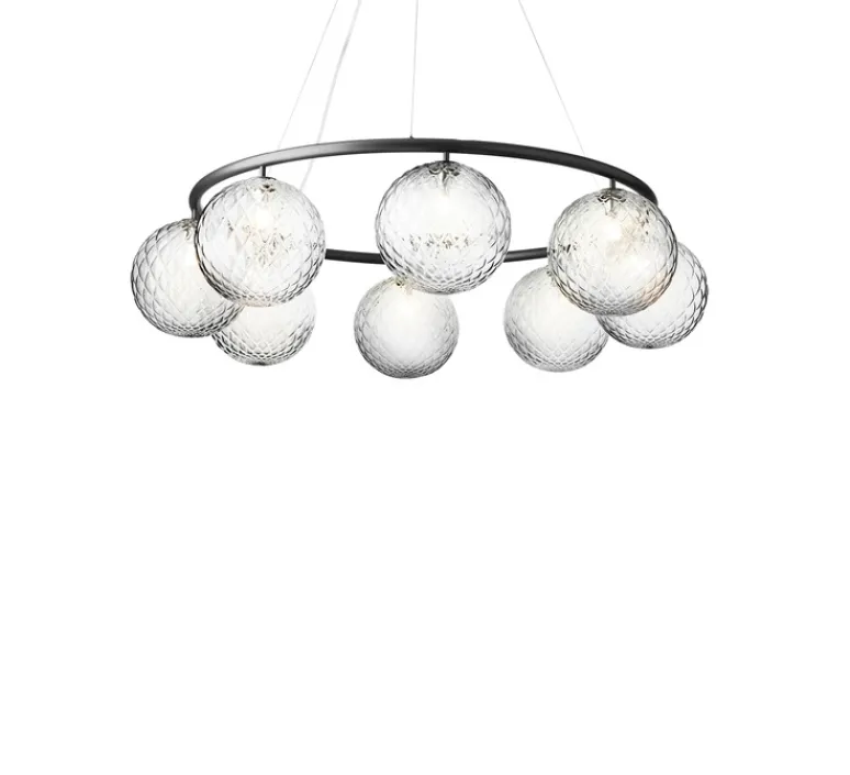 Suspension*Nuura Lustre, Miira 8 Circular, , Ø100cm, H20cm - noir, transparent