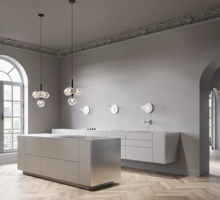 Lustre, Miira 4, noir, globe transparent, Ø38cm, H46,5cm - Nuura