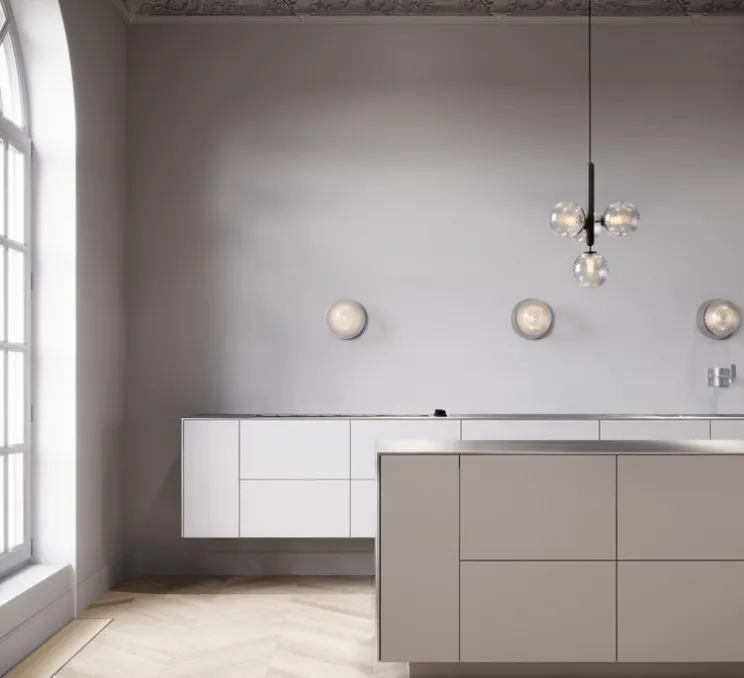 Lustre, Miira 4, noir, globe transparent, Ø38cm, H46,5cm - Nuura