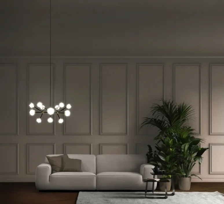 Suspension*Tooy Lustre, NABILA-552.12, IP40, , Ø102cm, H40cm - noir et laiton