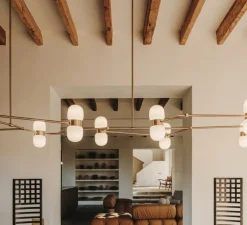 Suspension*Contain Lustre, Nuvol 10, , L270cm, H20cm - laiton brossé, verre brillant