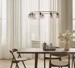 Suspension*Bolia Lustre, Orb, , Ø85cm, H18cm - gris fumé, laiton antique mat