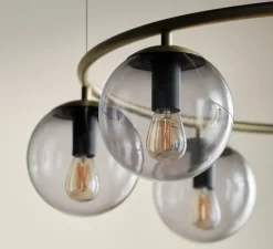 Lustre, Orb, gris fumé, laiton antique mat, Ø105cm, H18cm - Bolia