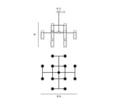 Lustre, OSMAN-560.16, noir et laiton, Ø95cm, H60cm - Tooy