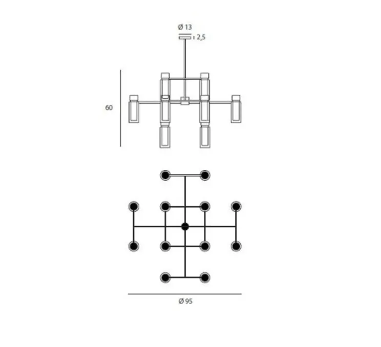 Lustre, OSMAN-560.16, noir et laiton, Ø95cm, H60cm - Tooy