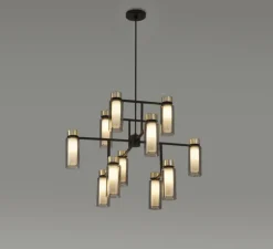 Lustre, Osman-560.12, noir et laiton, L85cm, H60cm - Tooy