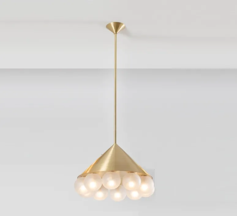 Suspension*SkLO Studio Lustre, Peak 10, , Ø51cm, H34cm - Transparent texturé, laiton