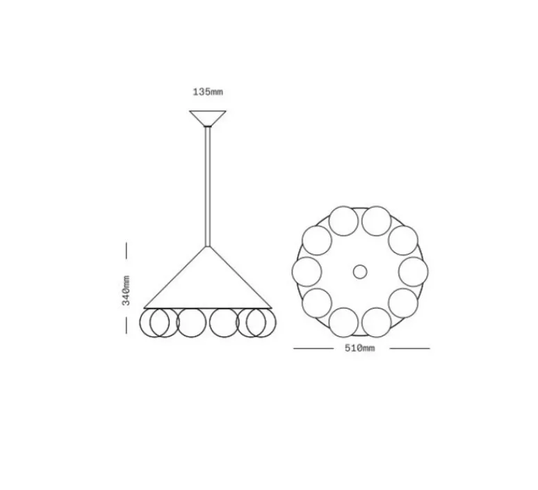 Suspension*SkLO Studio Lustre, Peak 10, , Ø51cm, H34cm - Transparent texturé, laiton