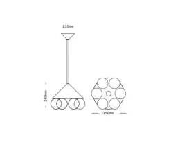 Suspension*SkLO Studio Lustre, Peak 6, , Ø35cm, H26cm - Whisky, laiton