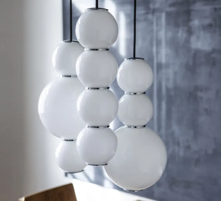 Lustre, Pearls,1180 lm, 2700 K, LED, 3, ABD, blanc, chrome, Ø41cm - Formagenda