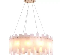 Suspension*Eichholtz Lustre, Pizzorni, , Ø85cm, H33cm - Albâtre, laiton antique