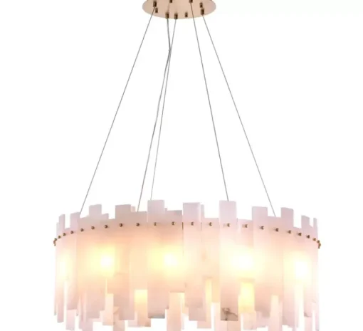 Suspension*Eichholtz Lustre, Pizzorni, , Ø85cm, H33cm - Albâtre, laiton antique