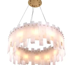 Suspension*Eichholtz Lustre, Pizzorni, , Ø85cm, H33cm - Albâtre, laiton antique